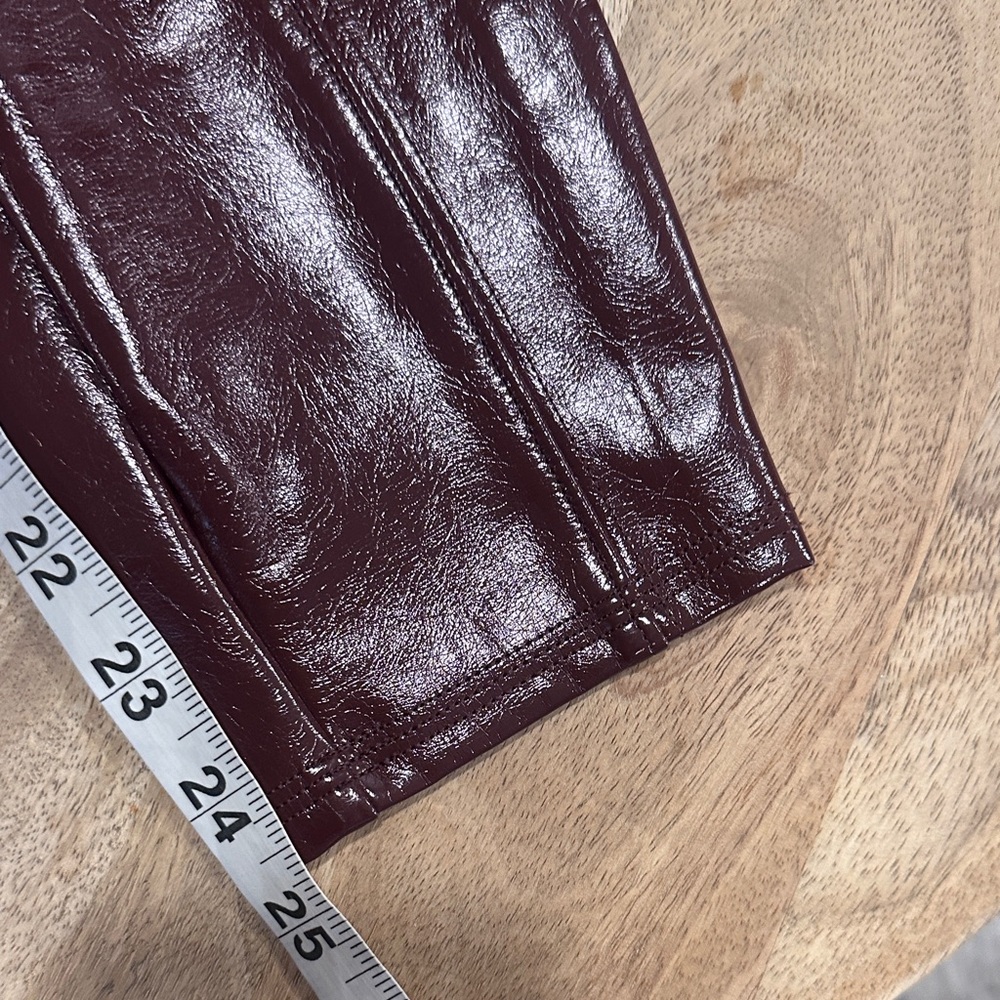 SPANX Shiny Burgundy Faux Leather Leggings - Picture 15 of 17
